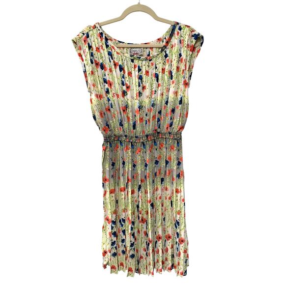 NEW! Anthropologie S Meadowlight Pleated Dress Fit&Flare Floral Elastic Waist - Picture 2 of 15